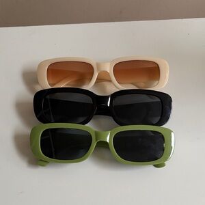 Women’s Rectangular Party Sunglasses - Black, Cream, Olive